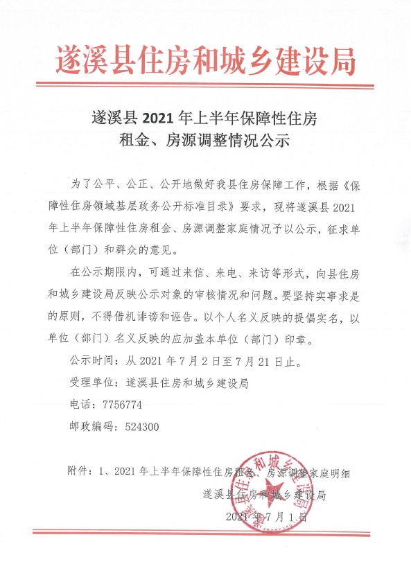 遂溪縣2021年上半年保障性住房租金、房源調整情況公示.png