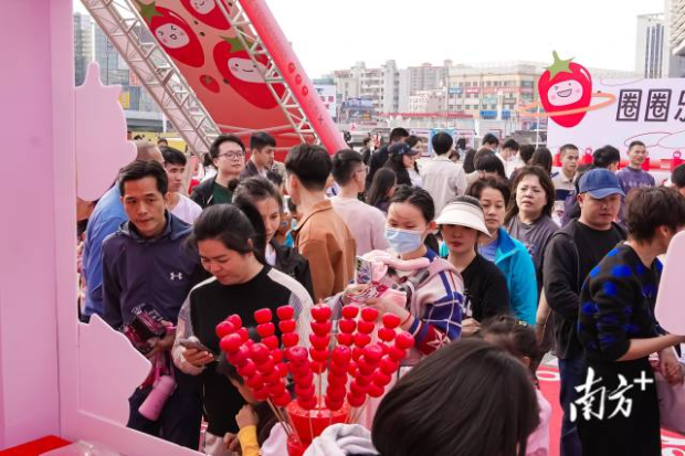  冰糖圣女果展位前人頭攢動。